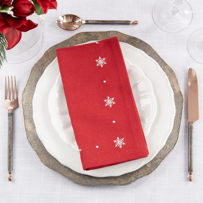 1252 Embroidered Snowflake Napkin