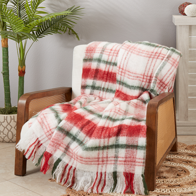 TH566 Faux Mohair Plaid Throw