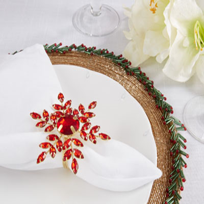 NR347 Beaded Snowflake Napkin Ring