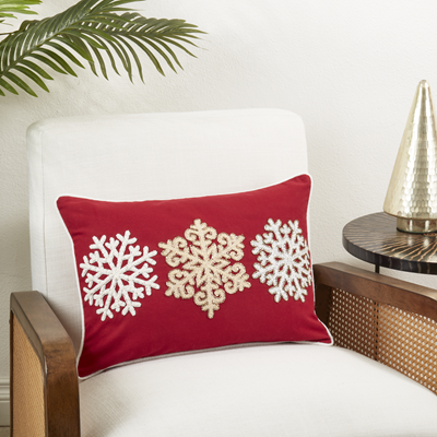 2381 Embroidered Snowflakes Pillow